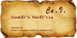 Csokán Valéria névjegykártya